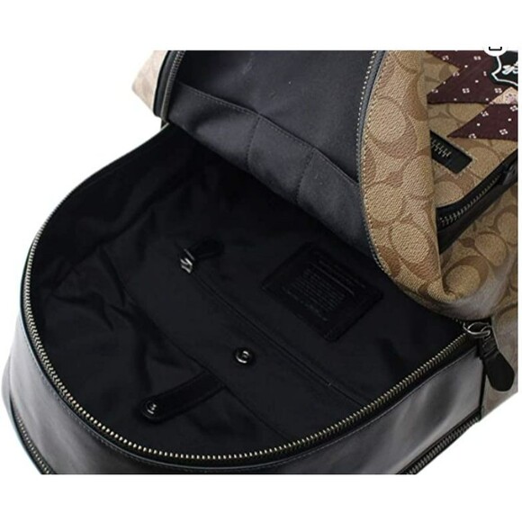 Coach Brown Keith Haring Signature Canvas Backpack with Black Trim and Patces main image 5